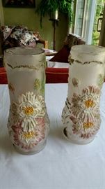 Antique Frosted Glass Vases