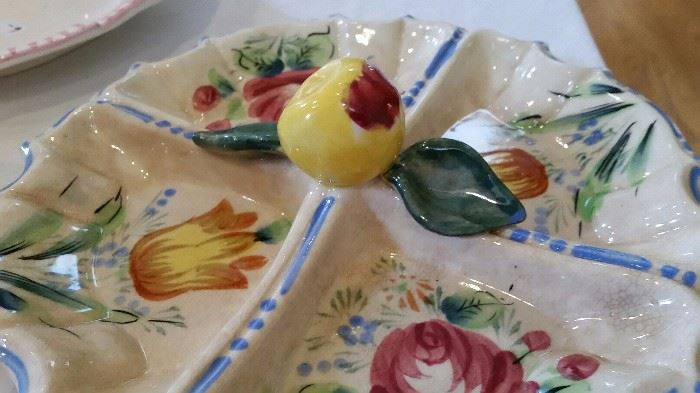 Vintage Fruit and Flower Divide Plate