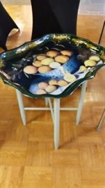 Lemon tole tray with stand