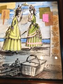Original artwork by Miles White 1945 Broadway costume designed for the musical Carousel.