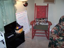 RED ROCKER & SMALL TV & MISC.