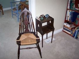 VINTAGE RUSH-SEAT CHAIR & SMALL STAND