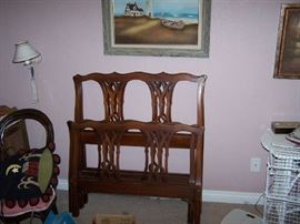 PAIR OF MAHOGANY "CHIPPENDALE" TWIN HEAD & FOOT BOARDS