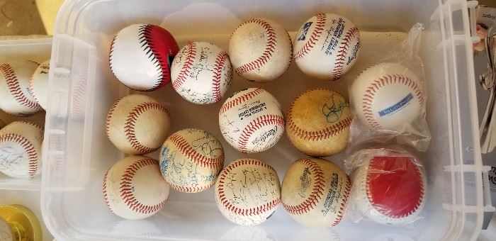 Just a few of the balls given to the owner by team players who were often guests in her home.