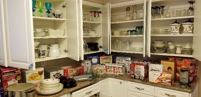 Our cupboards are open this time with dishware, glassware, cookware, and small appliances and entertaining items just perfect for Christmas giving or for yourself!