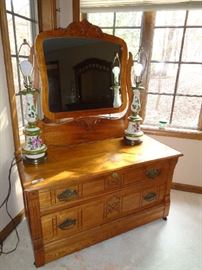 vintage low boy chest w/mirror