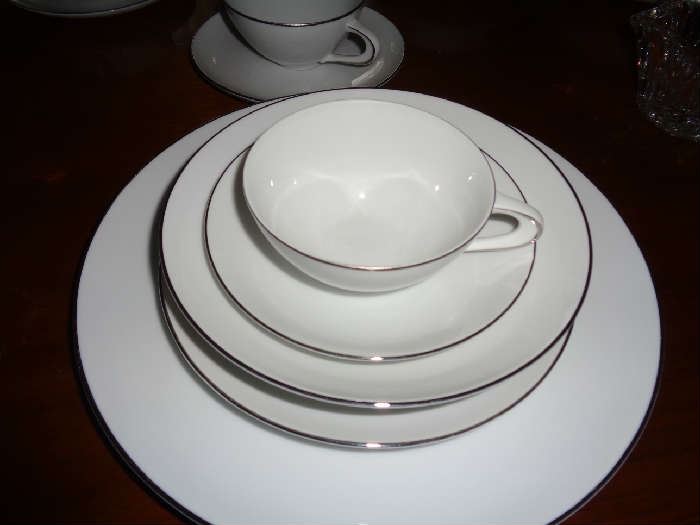 nice set of classic dishes w/silver trim