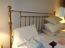 brass headboard, king bed'