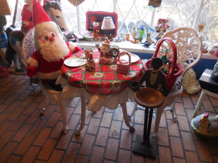 Plastic Patio Table/Chairs..Santa Having Brunch
