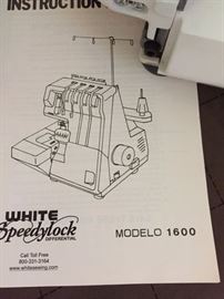 White Speedylock Model 1600 Manual (sold with Serger only)