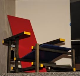 Gerrit Rietveld Red and Blue Chair for Cassina