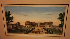 CHATEAU de St GERMAN PARIS HAND COLORED COPPER ENGRAVING 1750