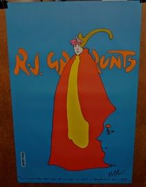PETER MAX POSTER R. J GRUNTS A CHICAGO RESTAURANT 24" x 36" SIGNED MAX