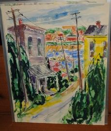 RARE HOWARD CHURCH WATER COLOR RARE HOWARD CHURCH WATER COLOR OF LEELANAU  MICHIGAN FISHTOWN 1951
