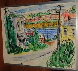 RARE HOWARD CHURCH WATER COLOR RARE HOWARD CHURCH WATER COLOR OF LEELANAU  MICHIGAN FISHTOWN 1951