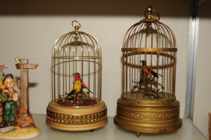 Antique Brass German Wind Up Musical Singing Birdcage Automaton ~ Works 