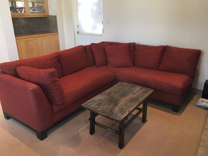 Burton James sectional and antique table