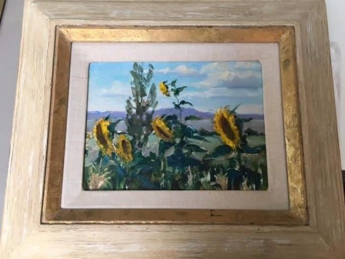 Don Ward 'Sunflowers' oil on canvas