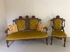  Tufted velvet settee and chair  http://www.ctonlineauctions.com/detail.asp?id=649007