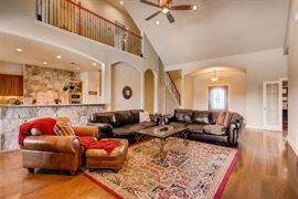Leather Couch and loveseat, rugs, coffee table, pillows and throws.