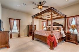 King size bedroom set, bedding, lamps, dressers, tvs, etc.