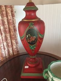 Hand Painted Red Lamp