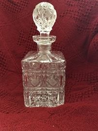 Cut Crystal Square Decanter  (9.5” - including stopper)   60,—