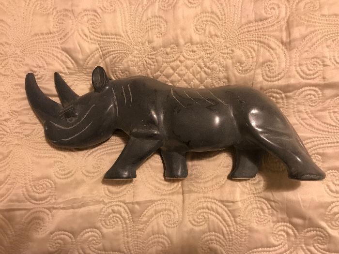 Carved Soapstone Rhino  (13.25” x 5.25” x 3”)   22.—