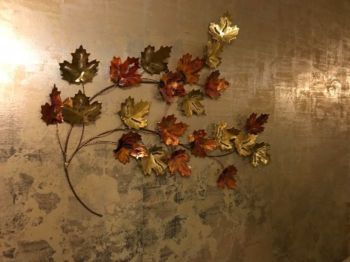 Copper & Brass Autumn Leaf Wall Sculpture (38” x 31”)   90.—