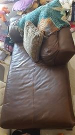 Chocolate brown chaise lounge. Very comfortable and inviting!