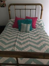 Full sized antique brass bed. Both headboard and footboard are brass. Mattress and box spring optional.