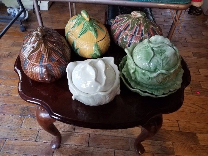 Set of vintage ceramic serving dishes . Table sold separately