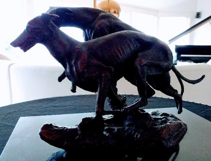 Neil Campbell bronze statue Racing Greyhounds