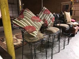 Four Wrought Iron Barstools