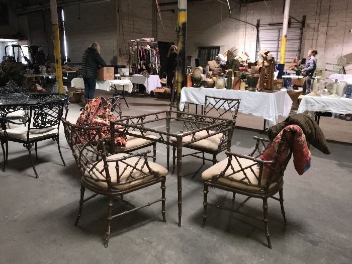 Brown Jordan Faux Bamboo Outdoor Table and Chairs