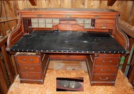 Huge & Wonderful Oak Roll Top Desk from South Bend Car Dealership