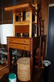 End / Lamp Tables & Vintage Child's High Chair