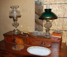Antique Oil Lamps Converted To Electric, Most will Convert Back