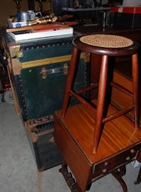 Old Steamer Trunks & Table & Stool