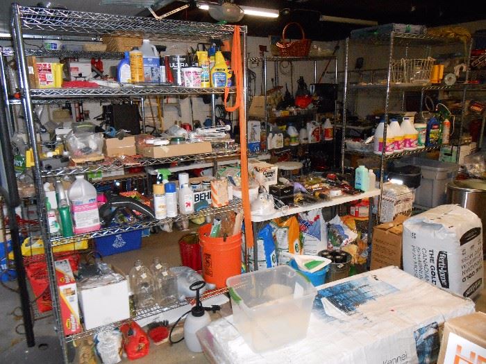 Cleaning supplies, shelf units (pickup after sale)