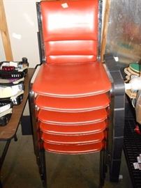 (6) Orange/chrome chairs