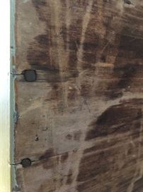 Square head nails in this antique 19th century blanket chest that some one 'repainted' not realizing it's age.  This piece does not have the original pulls but it has square head nails in the construction.   It is a fine piece that should be refinished. 