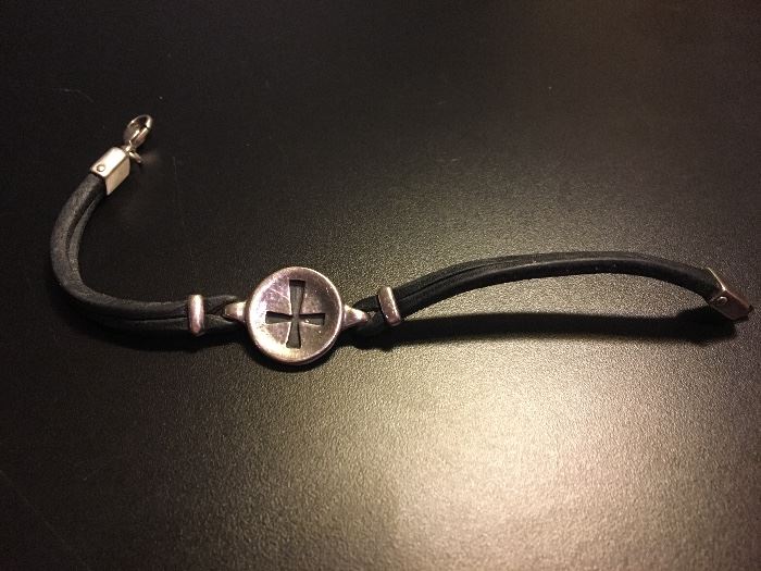 James Avery Sterling Silver and leather bracelet 
