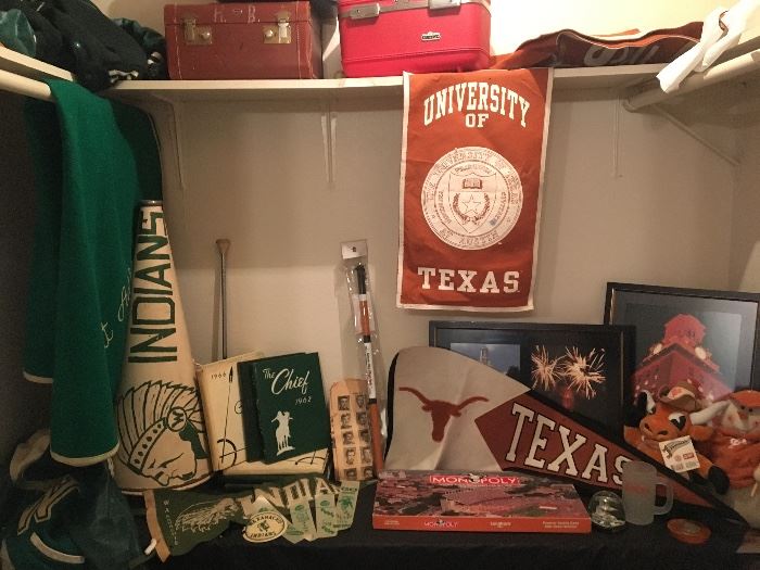 Vintage Waxahachie High School items such as year books of the 1960's and University of Texas related items. 