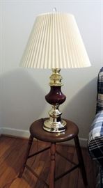 Wooden Stool and Lamp