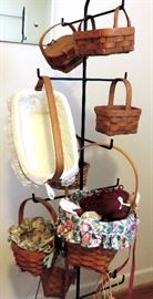 Longaberger Baskets and Wrought Iron Stand