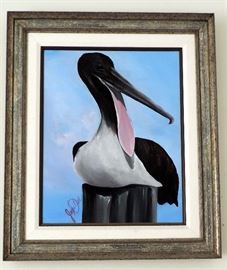 Pelican Painting by Galveston Artist Janet Dee Spinks