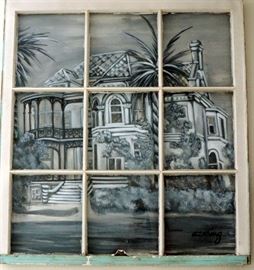 Galveston Bishop's Palace Painting on Window Frame