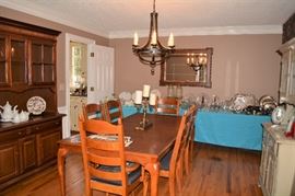 Dining Room Table and 6 chairs, China Cabinets, Smalls, Silverplate, China, Glassware