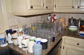 Glasses, Mugs, Wood Bowls, Etc